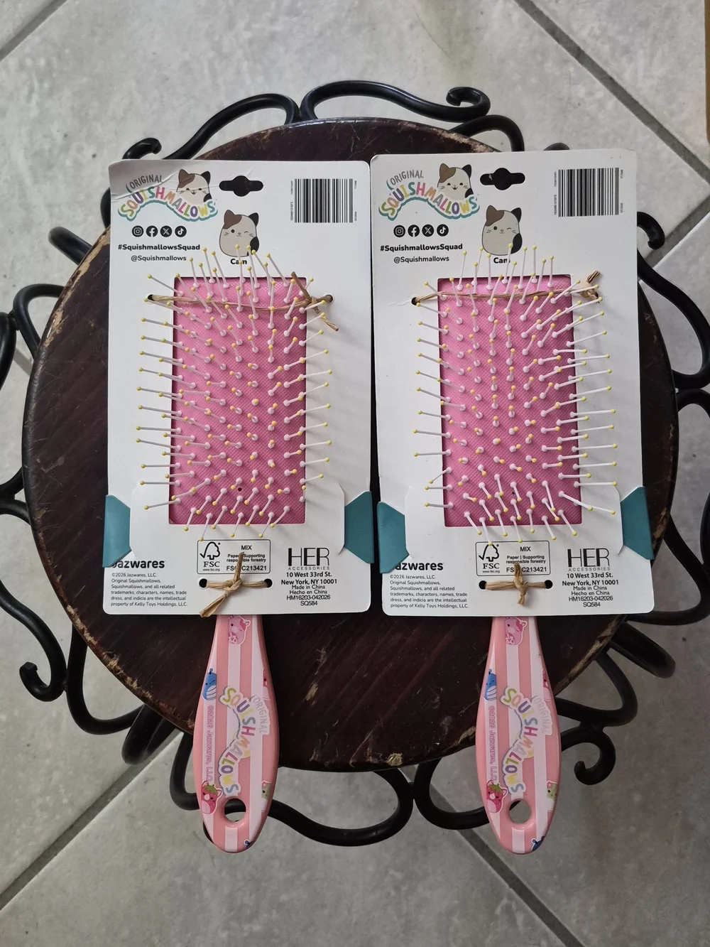2 New Squishmallows Cam the Cat detangler hairbrushes